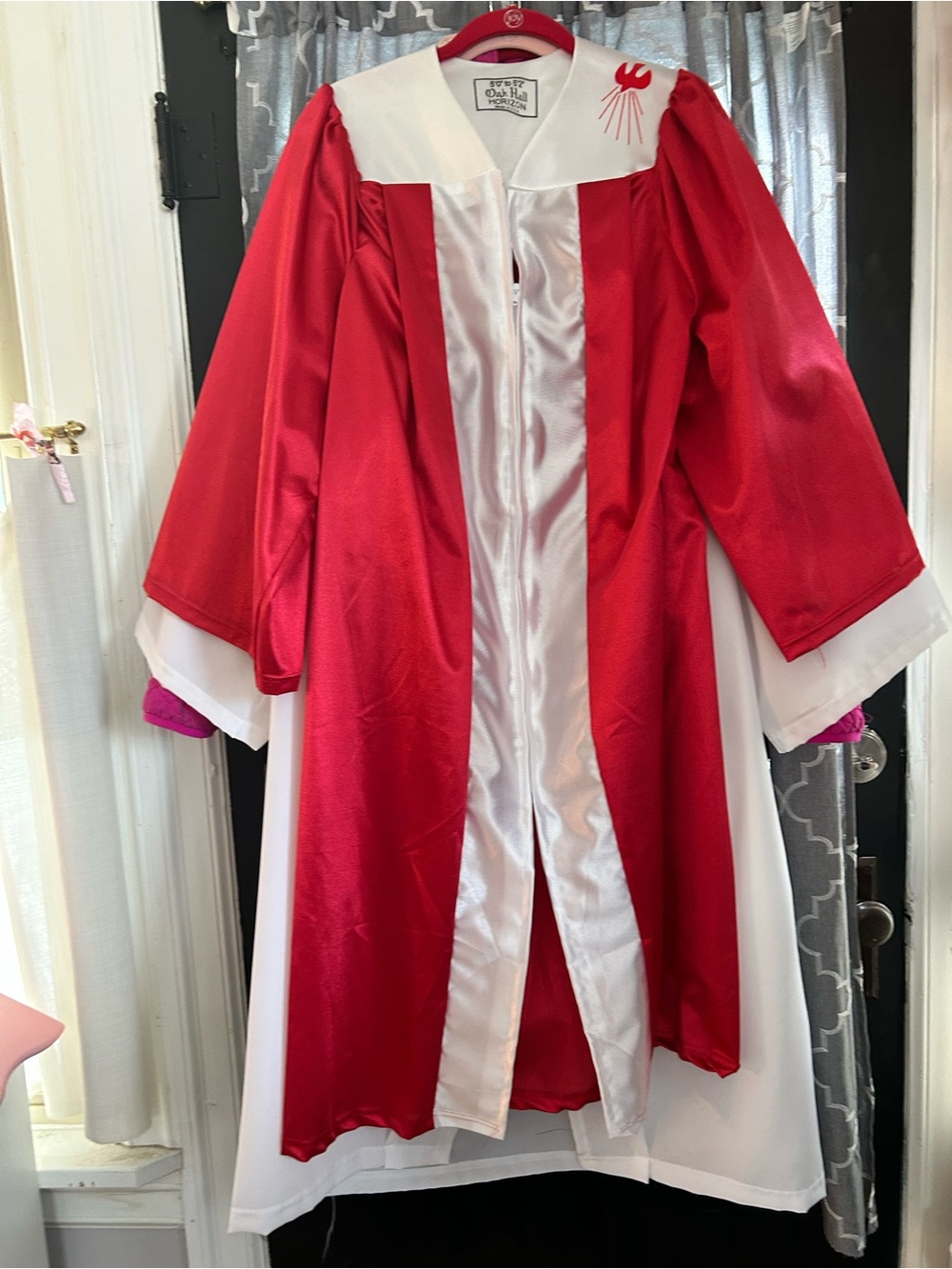 Red and White Choir-Style Robe Jacket by Folk Art